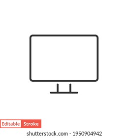 Zeilensymbol überwachen. Einfache Kontur. Bildschirm-, TV-, Desktop-Computer-Display-Konzept. Vektorgrafik einzeln auf weißem Hintergrund. Bearbeitbarer Strich EPS10.