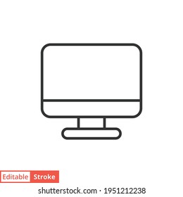 Zeilensymbol überwachen. Einfache Kontur. Bildschirm-, TV-, Desktop-Computer-Display-Konzept. Vektorgrafik einzeln auf weißem Hintergrund. Bearbeitbarer Strich EPS10.