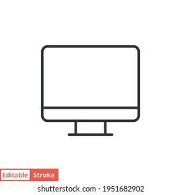Monitor line icon. Simple outline style. Screen, tv, desktop computer display concept. Vector illustration isolated on white background. Editable stroke EPS 10.