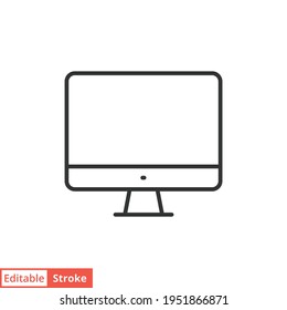 Monitor line icon. Simple outline style. Screen, tv, desktop computer display concept. Vector illustration isolated on white background. Editable stroke EPS 10.