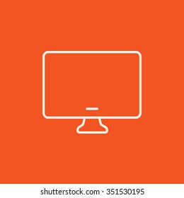 Icono de línea de monitoreo para web, móvil e infografías. Icono blanco vector aislado en fondo rojo.