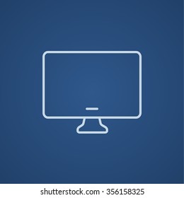 Icono de línea de monitoreo para web, móvil e infografías. Icono azul claro del vector aislado en fondo azul.