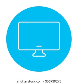Icono de línea de monitoreo para web, móvil e infografías. Icono de blanco vector en el círculo azul claro aislado en fondo blanco.