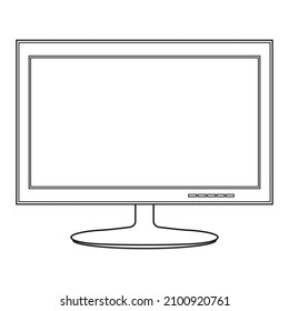 ilustración de vector de línea de monitor, aislado en fondo blanco, vista superior