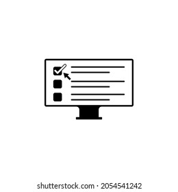 Monitor, list, check mark icon in Online education set