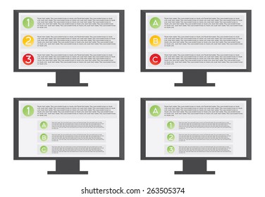 Monitor with list Vector illustration on white background