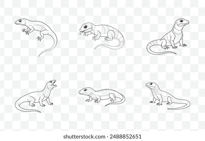 Monitor Lizard Art Vector Set Detailed Illustrations and Graphics for Design and Decoration