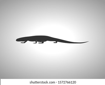 Monitor Lizard Silhouette on White Background. Isolated Vector Animal