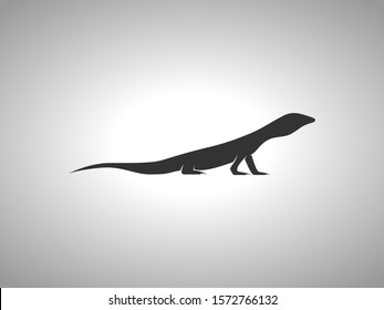 Monitor Lizard Silhouette on White Background. Isolated Vector Animal