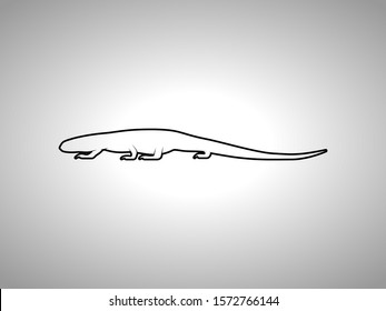 Monitor Lizard Silhouette on White Background. Isolated Vector Animal