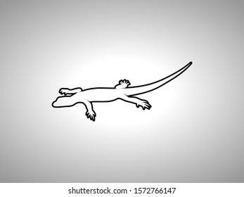 Monitor Lizard Silhouette on White Background. Isolated Vector Animal