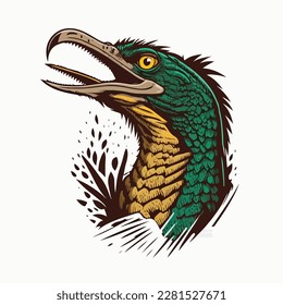 Vigilar el lagarto o la boquilla de los animales salvajes para la mascota del equipo deportivo. Vector aislado icono plano del símbolo de depredador de lagartijas Monitor salvaje para blazon, insignia o club de aventura de la naturaleza de caza.