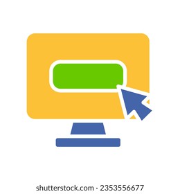 Monitor with loading line icon. Gaming, downloading files, screen, gadget, plasma TV. Vector colored icon on a white background for business
