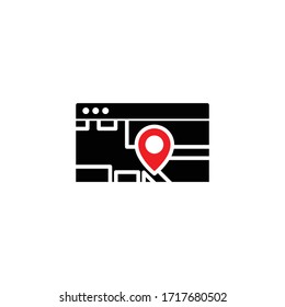 monitor location gps map black icon vector illustration