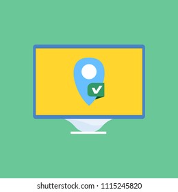 monitor with location icon