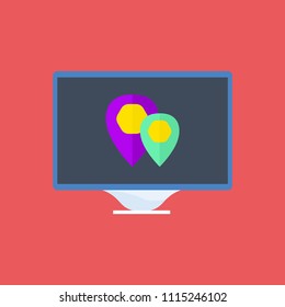 monitor with location icon