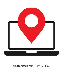 Überwachen Sie das Symbol für die Standortkarte. Online-Karte, Vektorgrafik.