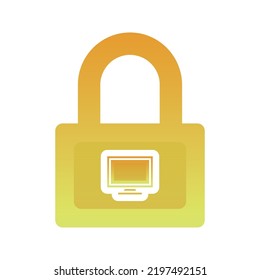 monitor lock logo gradient design template icon element