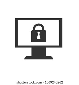 Monitor, lock, security vector icon. Security vector icon