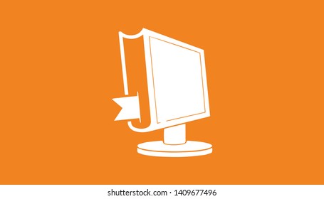 Monitor logo in creative minimalist style. Vector illustration for monitor and book logo