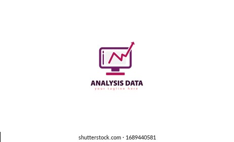 Monitor logo design combined with a rising chart. vector