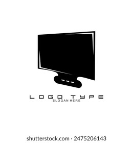 Monitor logo design template in black on white background. Computer logo design. Vector illustration of monitor, tv, computer, etc.