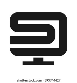 monitor logo vector. s and j logo.