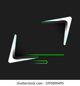 Monitor logo, white and green gradient. With shadow and dark gray background.