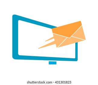 monitor mail email letter post message image vector icon
