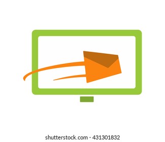 monitor mail email letter post message image vector icon