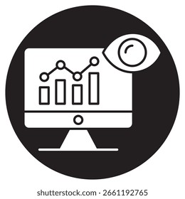 Ícone Monitorar e Medir, Monitor de Precisão na Prática e Medir para Excelência em Desempenho, Ferramentas de Sucesso de Rastreamento para Monitorar e Medir Efetivamente, vetor