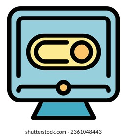 Monitor de vector de contorno de icono de medios. Detox digital. Romper el color social