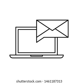 monitor message flat icon. Vector Symbol illustration.