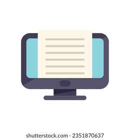 Monitor message icon flat vector. Note text. Article document isolated