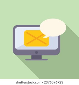 Monitor message icon flat vector. Mobile internet. Web contact