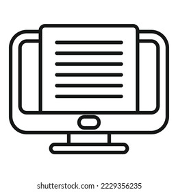 Monitor message icon outline vector. Note text. Article document