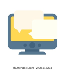 Monitor with message line icon. Communication, technology, electricity, screen, correspondence, display, image, matrix. Vector line icon for business and advertising