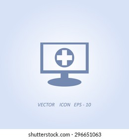 Monitor with mobile application logo medical care