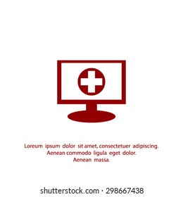 Monitor with mobile application logo medical care