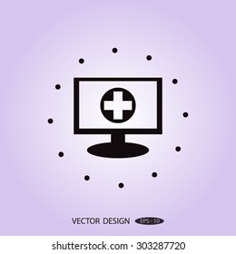 Monitor with mobile application logo medical care