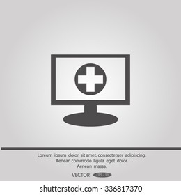 Monitor with mobile application logo medical care