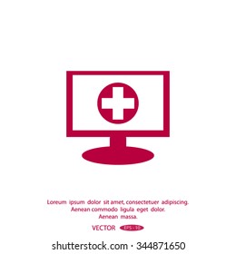 Monitor with mobile application logo medical care