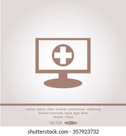 Monitor with mobile application logo medical care