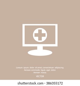 Monitor with mobile application logo medical care