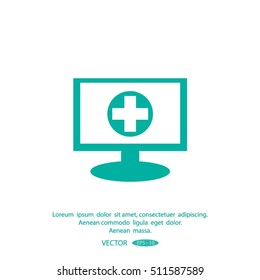 Monitor with mobile application logo medical care