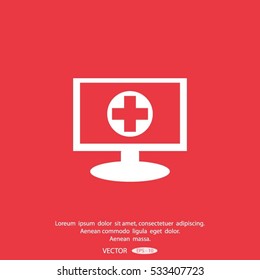 Monitor with mobile application logo medical care