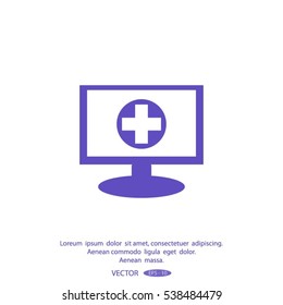 Monitor with mobile application logo medical care
