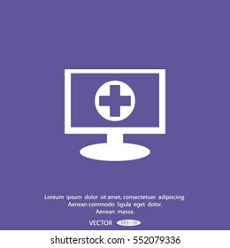 Monitor with mobile application logo medical care