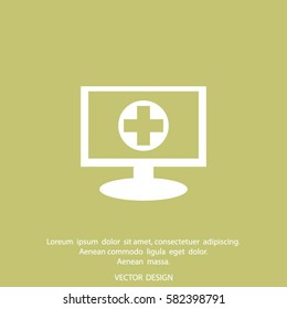 Monitor with mobile application logo medical care