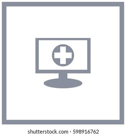 Monitor with mobile application logo medical care